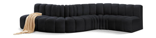 Meridian Furniture - Arc Velvet 6 Piece Sectional in Black - 103Black-S6A - GreatFurnitureDeal