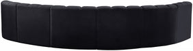 Meridian Furniture - Arc Velvet 6 Piece Sectional in Black - 103Black-S6B - GreatFurnitureDeal