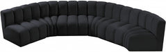 Meridian Furniture - Arc Velvet 6 Piece Sectional in Black - 103Black-S6B - GreatFurnitureDeal