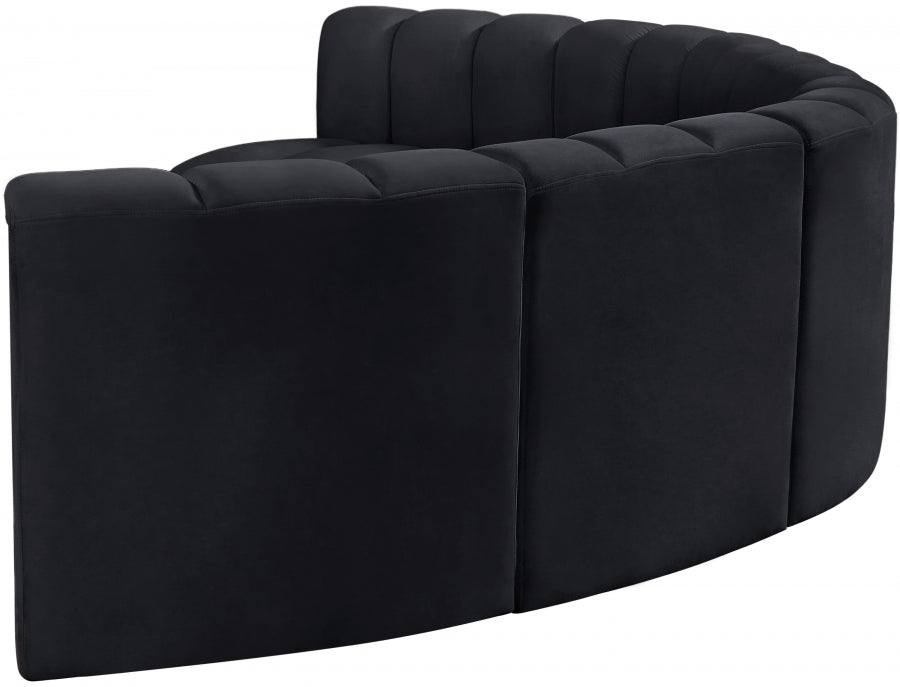 Meridian Furniture - Arc Velvet 6 Piece Sectional in Black - 103Black-S6B - GreatFurnitureDeal