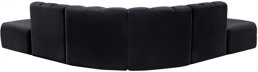 Meridian Furniture - Arc Velvet 6 Piece Sectional in Black - 103Black-S6C - GreatFurnitureDeal