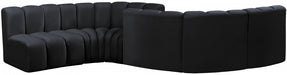 Meridian Furniture - Arc Velvet 6 Piece Sectional in Black - 103Black-S6D - GreatFurnitureDeal