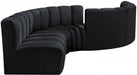 Meridian Furniture - Arc Velvet 6 Piece Sectional in Black - 103Black-S6D - GreatFurnitureDeal