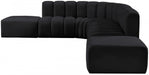 Meridian Furniture - Arc Velvet 7 Piece Sectional in Black - 103Black-S7A - GreatFurnitureDeal