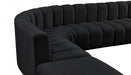 Meridian Furniture - Arc Velvet 7 Piece Sectional in Black - 103Black-S7A - GreatFurnitureDeal