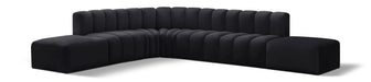 Meridian Furniture - Arc Velvet 7 Piece Sectional in Black - 103Black-S7A - GreatFurnitureDeal