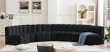 Meridian Furniture - Arc Velvet 7 Piece Sectional in Black - 103Black-S7B - GreatFurnitureDeal