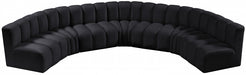 Meridian Furniture - Arc Velvet 7 Piece Sectional in Black - 103Black-S7B - GreatFurnitureDeal