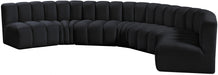 Meridian Furniture - Arc Velvet 7 Piece Sectional in Black - 103Black-S7B - GreatFurnitureDeal