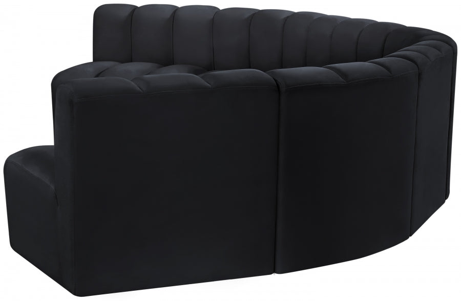 Meridian Furniture - Arc Velvet 7 Piece Sectional in Black - 103Black-S7B - GreatFurnitureDeal