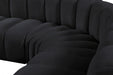 Meridian Furniture - Arc Velvet 7 Piece Sectional in Black - 103Black-S7B - GreatFurnitureDeal