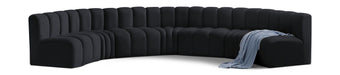 Meridian Furniture - Arc Velvet 7 Piece Sectional in Black - 103Black-S7B - GreatFurnitureDeal