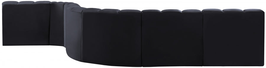 Meridian Furniture - Arc Velvet 7 Piece Sectional in Black - 103Black-S7C