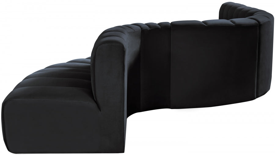 Meridian Furniture - Arc Velvet 7 Piece Sectional in Black - 103Black-S7C