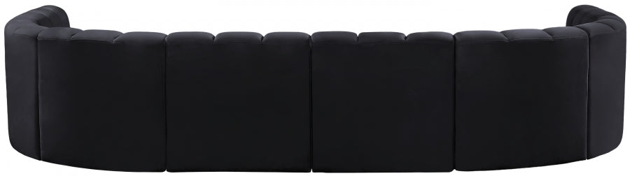 Meridian Furniture - Arc Velvet 8 Piece Sectional in Black - 103Black-S8A