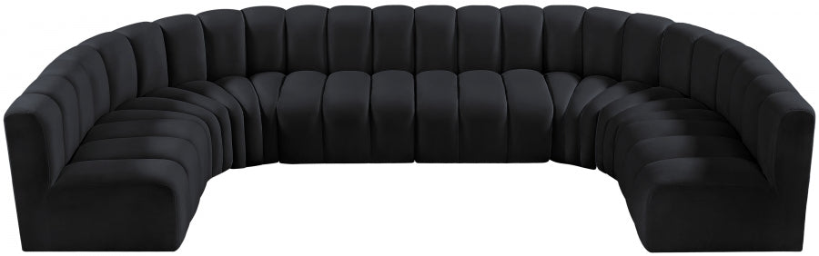 Meridian Furniture - Arc Velvet 8 Piece Sectional in Black - 103Black-S8A