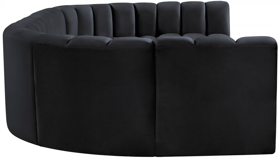 Meridian Furniture - Arc Velvet 8 Piece Sectional in Black - 103Black-S8A