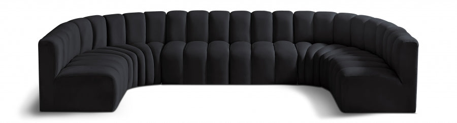 Meridian Furniture - Arc Velvet 8 Piece Sectional in Black - 103Black-S8A