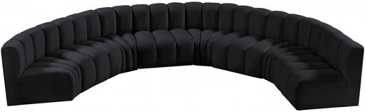 Meridian Furniture - Arc Velvet 8 Piece Sectional in Black - 103Black-S8B - GreatFurnitureDeal