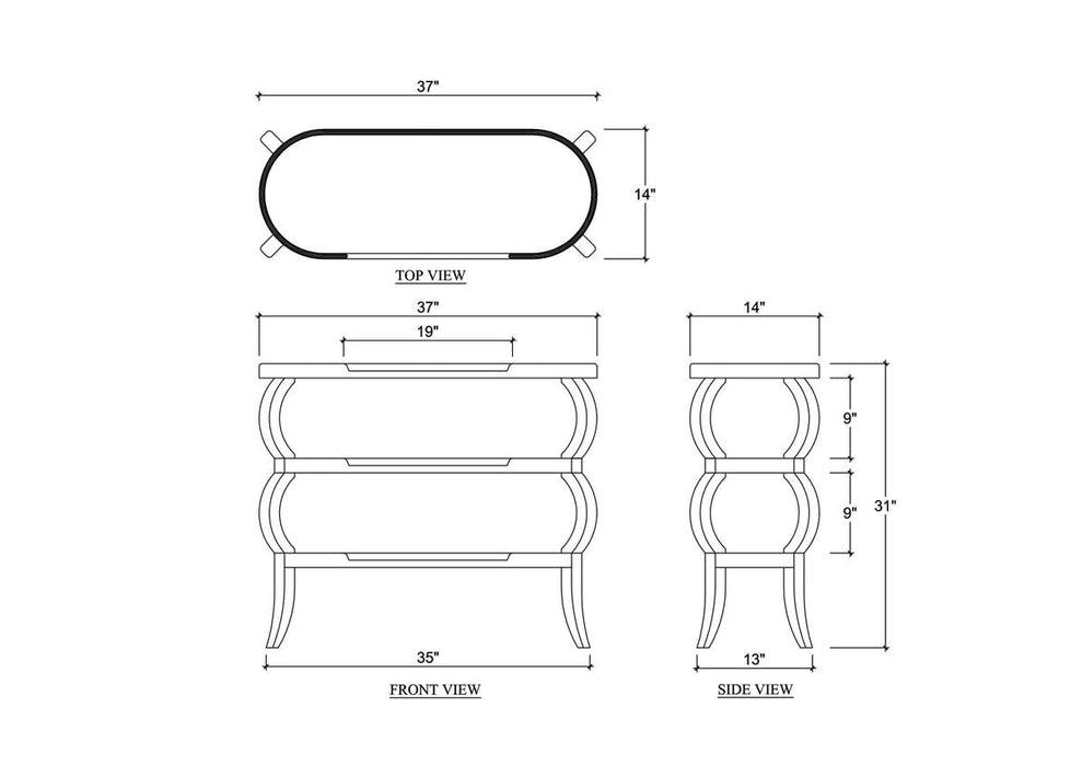 Bramble - Savanah 3 Tiered Console Table in True White - 28398TRW-----