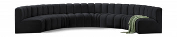 Meridian Furniture - Arc Velvet 8 Piece Sectional in Black - 103Black-S8B - GreatFurnitureDeal