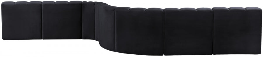 Meridian Furniture - Arc Velvet 8 Piece Sectional in Black - 103Black-S8C - GreatFurnitureDeal