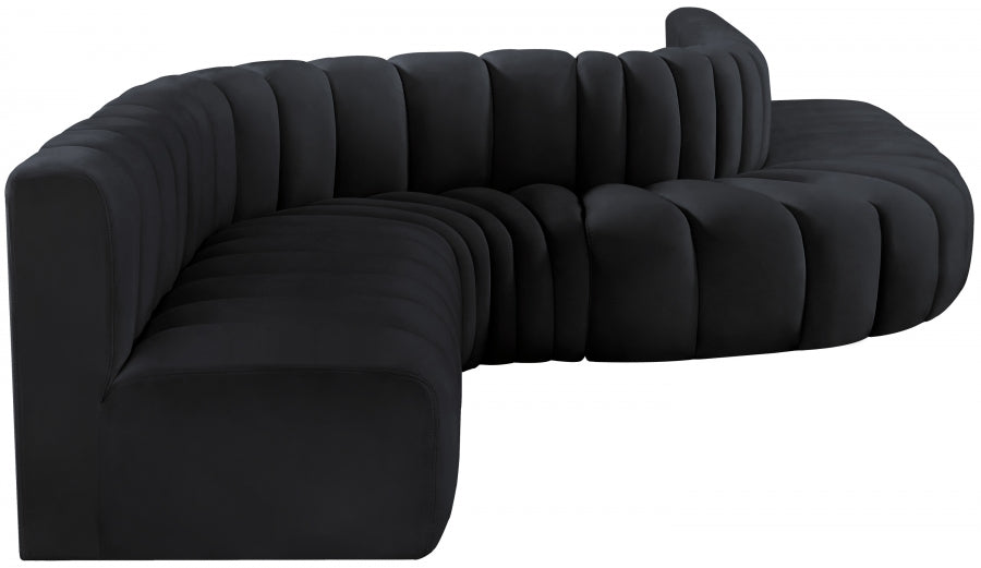 Meridian Furniture - Arc Velvet 8 Piece Sectional in Black - 103Black-S8C - GreatFurnitureDeal