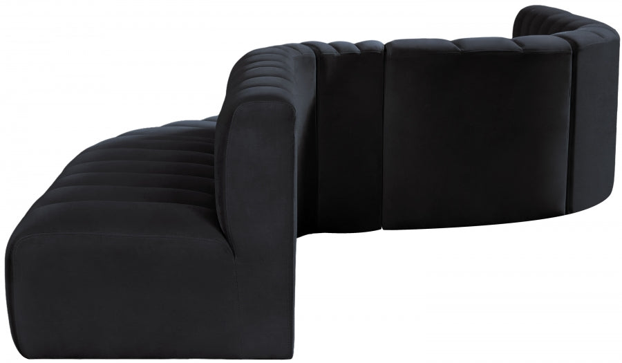 Meridian Furniture - Arc Velvet 8 Piece Sectional in Black - 103Black-S8C - GreatFurnitureDeal