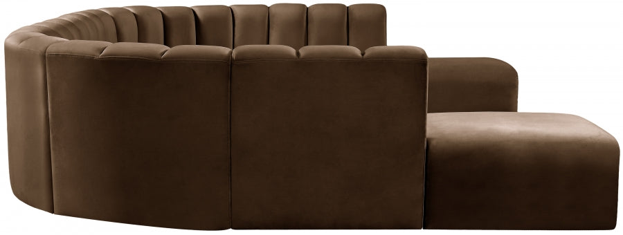 Meridian Furniture - Arc Leather 10 Piece Modular Sectional in Brown - 103Brown-S10A - GreatFurnitureDeal