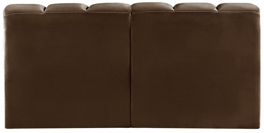 Meridian Furniture - Arc Velvet Modular Sofa in Brown - 103Brown-S2A - GreatFurnitureDeal