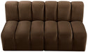 Meridian Furniture - Arc Velvet Modular Sofa in Brown - 103Brown-S2A - GreatFurnitureDeal