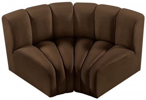 Meridian Furniture - Arc Velvet Modular Sofa in Brown - 103Brown-S2B - GreatFurnitureDeal