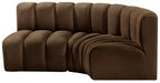 Meridian Furniture - Arc Velvet Modular Sofa in Brown - 103Brown-S3A - GreatFurnitureDeal