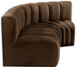 Meridian Furniture - Arc Velvet Modular Sofa in Brown - 103Brown-S3A - GreatFurnitureDeal