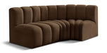 Meridian Furniture - Arc Velvet Modular Sofa in Brown - 103Brown-S3A - GreatFurnitureDeal