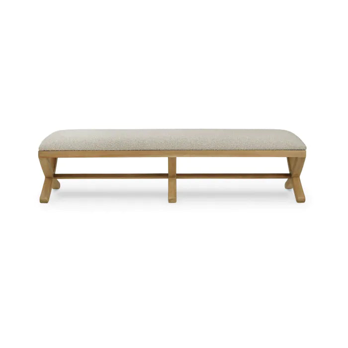 Bramble - Milton X Bench in Fruitwood w/ Boucle Sand Performance Fabric - 28409FRWSF212---- - GreatFurnitureDeal