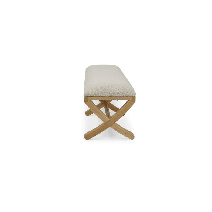 Bramble - Milton X Bench in Fruitwood w/ Boucle Sand Performance Fabric - 28409FRWSF212---- - GreatFurnitureDeal