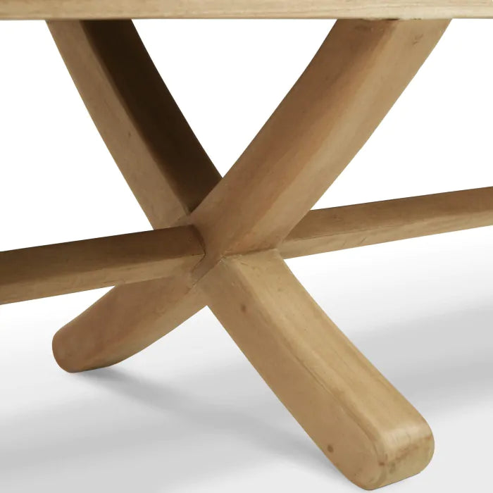 Bramble - Milton X Bench in Fruitwood w/ Boucle Sand Performance Fabric - 28409FRWSF212---- - GreatFurnitureDeal