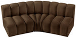 Meridian Furniture - Arc Velvet Modular Sofa in Brown - 103Brown-S3B - GreatFurnitureDeal