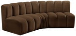 Meridian Furniture - Arc Velvet Modular Sofa in Brown - 103Brown-S3B - GreatFurnitureDeal