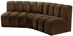 Meridian Furniture - Arc Velvet Modular Sofa in Brown - 103Brown-S3B - GreatFurnitureDeal