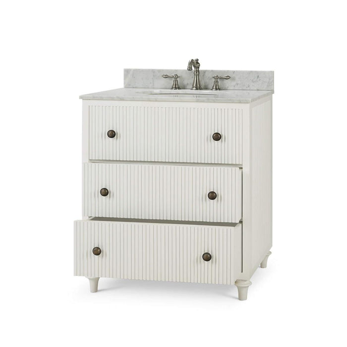 Bramble - Kraton Single Vanity in True White w/ Sink & Marble Top - 28410TRW-----