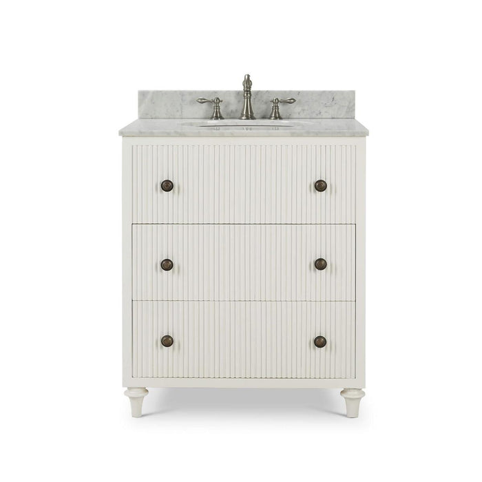 Bramble - Kraton Single Vanity in True White w/ Sink & Marble Top - 28410TRW-----