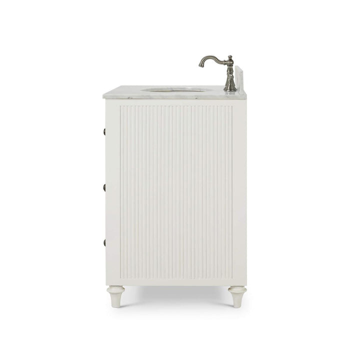 Bramble - Kraton Single Vanity in True White w/ Sink & Marble Top - 28410TRW-----