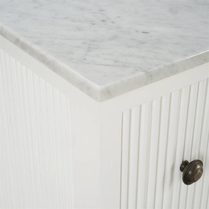 Bramble - Kraton Single Vanity in True White w/ Sink & Marble Top - 28410TRW-----
