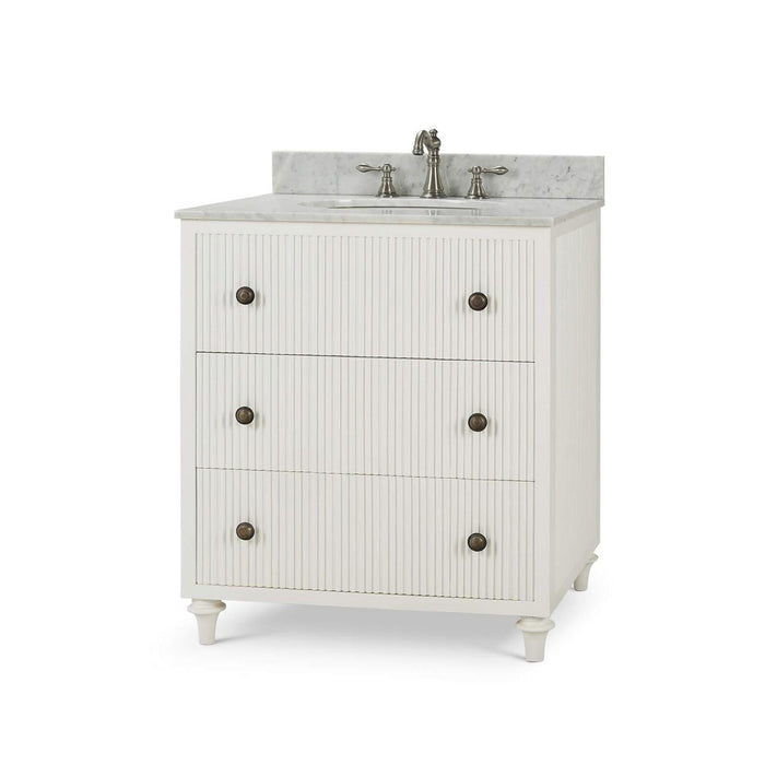 Bramble - Kraton Single Vanity in True White w/ Sink & Marble Top - 28410TRW-----