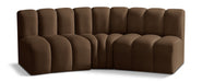 Meridian Furniture - Arc Velvet Modular Sofa in Brown - 103Brown-S3B - GreatFurnitureDeal