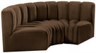 Meridian Furniture - Arc Velvet Modular Sofa in Brown - 103Brown-S3C - GreatFurnitureDeal