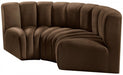 Meridian Furniture - Arc Velvet Modular Sofa in Brown - 103Brown-S3C - GreatFurnitureDeal