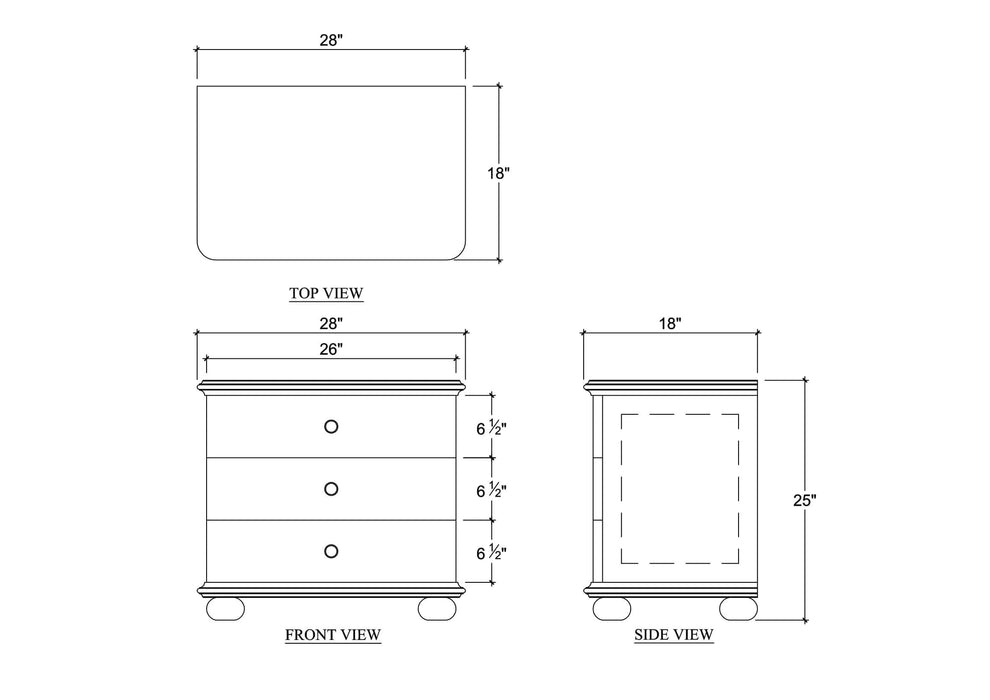Bramble - Luna 3 Drawer Bedside Table - BR-28411 - GreatFurnitureDeal